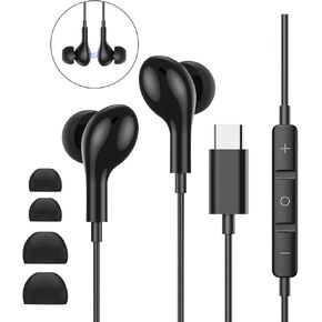 QJF-ME564 Wired in-ear Noise-Cancelling USB C headphones with Type C and Microphone, high-definition Stereo Earbuds, Suitable for Samsung S23 FE S22/S21/S20/A53/A54. Also Suitable for iPhone15 Pro Max in Kuwait