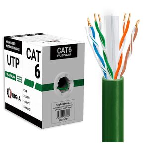 Big -A - Lenum Cat 6 Ethernet Cable 1000ft ، CAT6 Cable (CMP) 550MHz Bulk Ethernet Cable arioved leased (UTP) 10 Gigabit Cable Cable - White