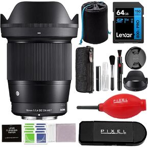 Sigma 16mm F/1.4 DC DN عدسة معاصرة لجبل الترددات اللاسلكية مع حزمة التبعية والسفر المتقدمة (Sigma 4 سنوات ضمان الولايات المتحدة الأمريكية) | Sigma 16mm F1.4 RF Mount