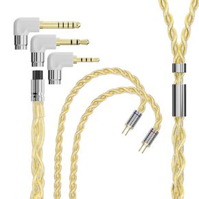 Artti A3 كابل سماعة الأذن النقي 2.5/3.5/4.4mm 3in1 Plug 4 cores 288 خيوط مطلية بالفضة 7N OCC COPPER 2PIN/MMCX/QDC قابلة للفصل كابل أذن قابلة للفصل ، كبل ترقية استبدال IEM (2Pin مستقيم)