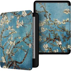 PU Smart Case لـ Kindle 2024 الإصدار 6 "/11th Generation 2022 ، حالة كتاب Wake/Sleep Case لـ 6 بوصة Kindle 2024/2022 ، المزيد من الألوان للاختيار (طباعة الأزهار)