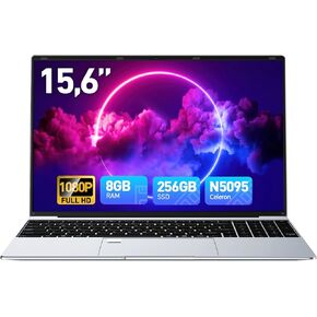 جهاز كمبيوتر محمول 15.6 بوصة فوز 11 كمبيوتر محمول ، 8 جيجابايت ذاكرة الوصول العشوائي 256GB SSD ، معالج CELERON N5095 QUAD-CORE (تصل إلى 2.9 جيجا هرتز) ، شاشة عالية الدقة 1080 بكس