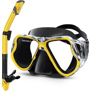 مجموعة Greatever Dry Snorkel، رؤية بانورامية واسعة، قناع غوص مضاد للضباب، معدات غطس احترافية للبالغين in Kuwait