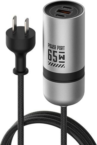 65W GAN CHARGER FAST WALL CHARGER مع 2 منافذ USB-C & 1 USB-A ، محول امتداد النايلون بطول 5 أقدام-شحن عالي السرعة لأجهزة iPhone و iPad و MacBook و Samsung Galaxy والمزيد من الأجهزة (Black & Green) in Kuwait