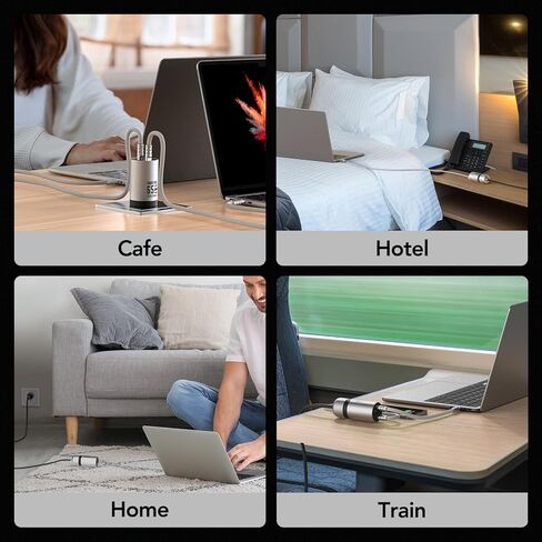 65W GAN CHARGER FAST WALL CHARGER مع 2 منافذ USB-C & 1 USB-A ، محول امتداد النايلون بطول 5 أقدام-شحن عالي السرعة لأجهزة iPhone و iPad و MacBook و Samsung Galaxy والمزيد من الأجهزة (Black & Green) in Kuwait