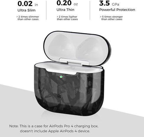 أحادي الكربون حقيقية 3K ألياف الكربون لـ AirPods 4 ، الغطاء الصلب الخفيف والخدش الرقيق/الخدش لعام 2024 جديد من الجيل الرابع ، متوافق مع شحن Magsafe اللاسلكي in Kuwait