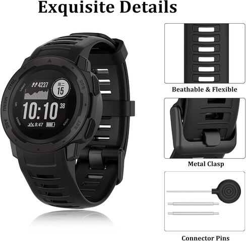 Viniusiki متوافق مع Garmin Instinct 2 Band ، استبدال معصم حزام Sistrap Silicone لـ Garmin غريزة 2/غريزة الإلكترونية/الطاقة الشمسية/المد والجزر/GPS التكتيكية ، الأحمر in Kuwait