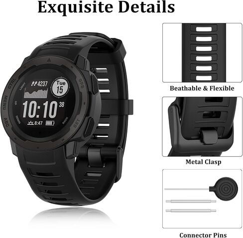 Viniusiki متوافق مع Garmin Instinct 2 Band ، استبدال معصم حزام Sistrap Silicone لـ Garmin غريزة 2/غريزة الإلكترونية/الطاقة الشمسية/المد والجزر/GPS التكتيكية ، الأحمر in Kuwait