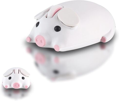 Elec Space Cute Pig Design Wireless Mouse Dual Mode Bluetooth & USB Mouse ، عملية صامتة ، مريحة ، مثالية لأجهزة الكمبيوتر المحمولة وأجهزة الكمبيوتر ، هدية مثالية لعشاق الحيوانات والأطفال (الوردي) in Kuwait
