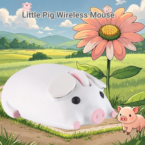 Elec Space Cute Pig Design Wireless Mouse Dual Mode Bluetooth & USB Mouse ، عملية صامتة ، مريحة ، مثالية لأجهزة الكمبيوتر المحمولة وأجهزة الكمبيوتر ، هدية مثالية لعشاق الحيوانات والأطفال (الوردي) in Kuwait