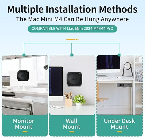MAC MINI M1 M2 Mount ، MAC MINI MOUNT خلف الشاشة ، من أجل MAC MINI 2011 إلى 2023 M2 PRO ، MAC MINI تحت مكتب الصلب in Kuwait