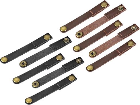 MECCANIXITY ربطات كابل جلدية لأشرطة الكابلات، منظم السلك، إدارة الكابلات المحمولة لكابلات USB، أسلاك سماعة الرأس، بني/بني فاتح، حزمة من 20 in Kuwait