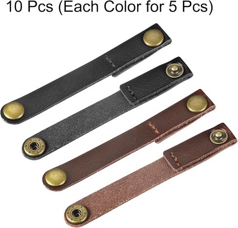 MECCANIXITY ربطات كابل جلدية لأشرطة الكابلات، منظم السلك، إدارة الكابلات المحمولة لكابلات USB، أسلاك سماعة الرأس، بني/بني فاتح، حزمة من 20 in Kuwait