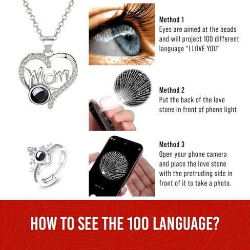 Premium Preserved Forever Rose with I Love You Necklace & Ring - Cute Valentine Gift for Her - Anniversary Birthday Gifts for Women, Wife, Mom Who Has Everything - Best I Love You Gift For Girlfriend in Kuwait