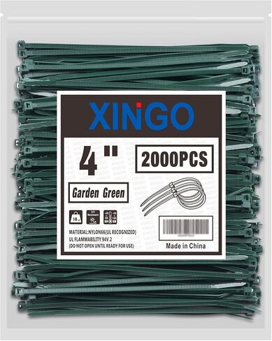 XINGO Black Zip Ties 4 Inch 2000Pack,Small Zip Ties with 18lbs Tensile Strength, Self-Locking Nylon PA66 Cable Ties for Electronics Organizer, Home Office Garage Multiple Use in Kuwait