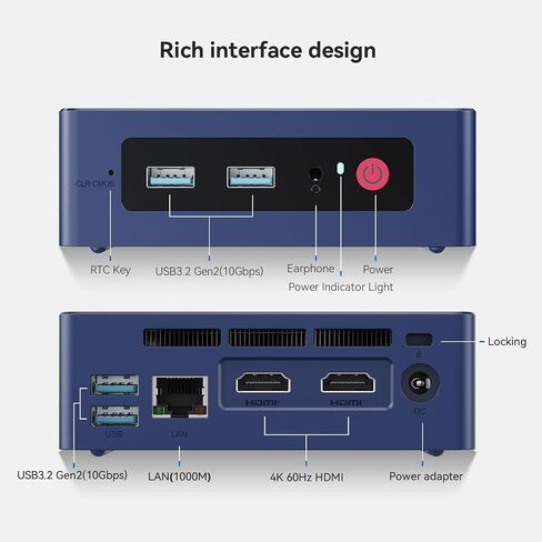 Beelink SEi12 Mini PC, Intel Core i5 12450H(8C/12T, Up to 4.4GHz), 16GB DDR4 3200MHz 500GB PCle4.0 SSD, Mini Computer Dual Display 4K, Dual Gigabit LAN, WiFi6/BT5.2 in Saudi Arabia