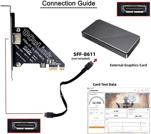CABLECC SFF-8612 SFF-8611 OCULINK PORT إلى M.2 NGFF M-KEY إلى NVME PCIE SSD 2280 SSD ALPGER in Kuwait