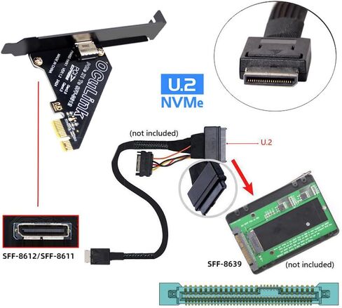 CABLECC SFF-8612 SFF-8611 OCULINK PORT إلى M.2 NGFF M-KEY إلى NVME PCIE SSD 2280 SSD ALPGER in Kuwait