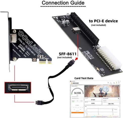 CABLECC SFF-8612 SFF-8611 OCULINK PORT إلى M.2 NGFF M-KEY إلى NVME PCIE SSD 2280 SSD ALPGER in Kuwait