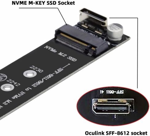CY Card Dual Oculink SFF-8612 SFF-8611 to M.2 NGFF M-Key NVME PCIe SSD 2280 22110mm Adapter for Mainboard in Kuwait