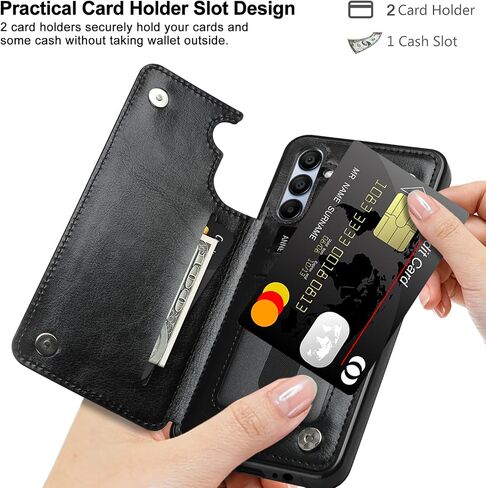 HianDier for Samsung A16 5G Case Wallet with Card Holder Women Men PU Leather Galaxy A16 5G Phone Case Shockproof Protective Cover for Samsung A16 Case Magnetic Closure for Galaxy A16 5G Case-Black in Kuwait