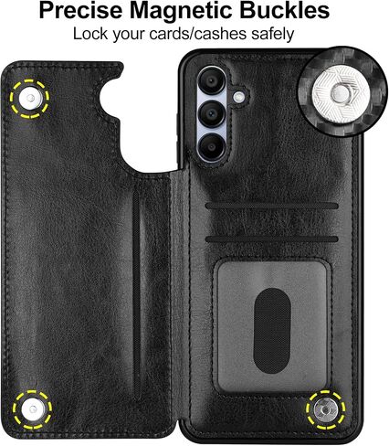 HianDier for Samsung A16 5G Case Wallet with Card Holder Women Men PU Leather Galaxy A16 5G Phone Case Shockproof Protective Cover for Samsung A16 Case Magnetic Closure for Galaxy A16 5G Case-Black in Kuwait
