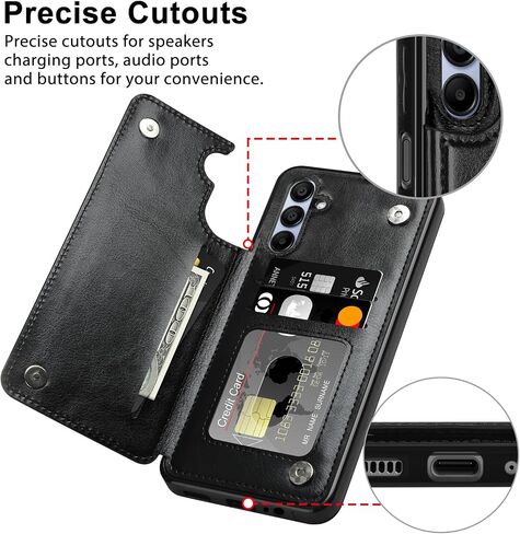 HianDier for Samsung A16 5G Case Wallet with Card Holder Women Men PU Leather Galaxy A16 5G Phone Case Shockproof Protective Cover for Samsung A16 Case Magnetic Closure for Galaxy A16 5G Case-Black in Kuwait