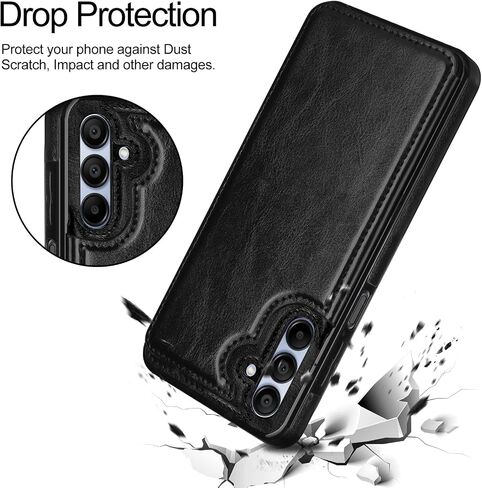 HianDier for Samsung A16 5G Case Wallet with Card Holder Women Men PU Leather Galaxy A16 5G Phone Case Shockproof Protective Cover for Samsung A16 Case Magnetic Closure for Galaxy A16 5G Case-Black in Kuwait