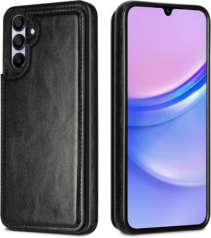 HianDier for Samsung A16 5G Case Wallet with Card Holder Women Men PU Leather Galaxy A16 5G Phone Case Shockproof Protective Cover for Samsung A16 Case Magnetic Closure for Galaxy A16 5G Case-Black in Kuwait