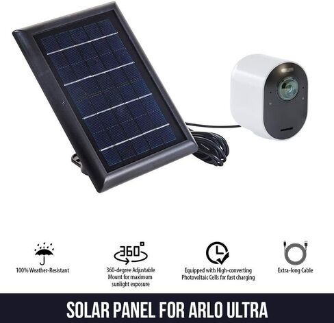 لوحة طاقة شمسية من Wasserstein مع كابل شحن مغناطيسي خارجي بطول 13.1 قدم لـ Arlo Ultra/Ultra 2 وArlo Pro 3/4 فقط (أبيض، 3 عبوات) in Saudi Arabia