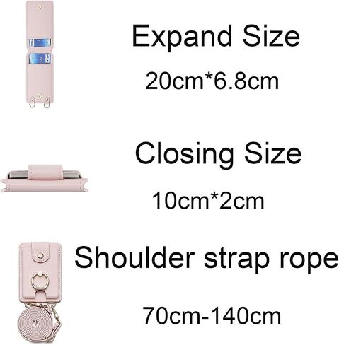 Crossbody Wallet Card Holder,360°Rotation Ring Kickstand, Pu Leather Phone Wallet Stick-On Pull RFID Sleeve Universally Pocket Covers Strap Credit Cash for iPhone/All Smartphones(Purple) in Kuwait