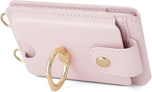 Crossbody Wallet Card Holder,360°Rotation Ring Kickstand, Pu Leather Phone Wallet Stick-On Pull RFID Sleeve Universally Pocket Covers Strap Credit Cash for iPhone/All Smartphones(Purple) in Kuwait
