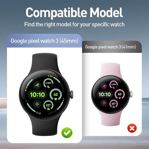 سومان 4 عبوات لـ Google Pixel Watch 3 45 ملم ، واقي شاشة زجاجية HD ، و Groud Cover Cover Cover Cover All-Round Glossy Cover （Black+Gun Color+Silver+Clear） in Kuwait