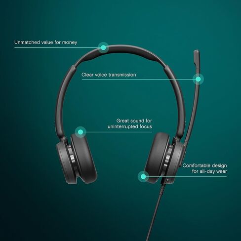 EPOS Impact 430T - Mono On-Ear Headset with Dual Microphone, Noise Cancellation, USB-C/USB-A Connectivity, Microsoft Teams, Home Office, Plug-and-Play, Zoom, UC - Mono in Kuwait