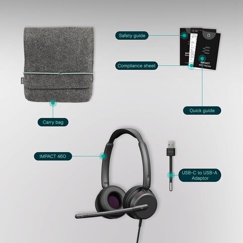 EPOS Impact 430T - Mono On-Ear Headset with Dual Microphone, Noise Cancellation, USB-C/USB-A Connectivity, Microsoft Teams, Home Office, Plug-and-Play, Zoom, UC - Mono in Kuwait