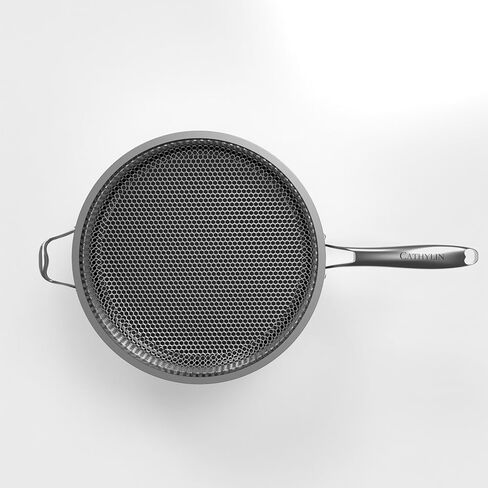 316L من الفولاذ المقاوم للصدأ 7QT مقلاة المقلاة Noncstick Wok مع غطاء ، مقبض واحد لعقد ، PFOA خالية من فرن غسالة الصحون آمنة (مقبض 7QT/واحد) in Kuwait
