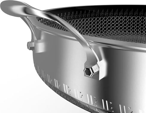 316L من الفولاذ المقاوم للصدأ 7QT مقلاة المقلاة Noncstick Wok مع غطاء ، مقبض واحد لعقد ، PFOA خالية من فرن غسالة الصحون آمنة (مقبض 7QT/واحد) in Kuwait