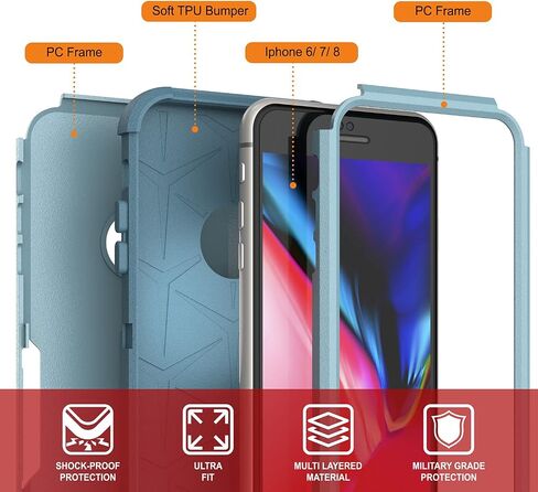 Punkcase for iPhone 8 Belt Clip Holster Case [Patron Series] 4-1 Rugged & Protective Multilayer Phone Cover W/Integrated Kickstand for iPhone 8 (4.7") (2017) [Red-Black] in Kuwait