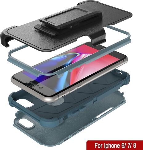 Punkcase for iPhone 8 Belt Clip Holster Case [Patron Series] 4-1 Rugged & Protective Multilayer Phone Cover W/Integrated Kickstand for iPhone 8 (4.7") (2017) [Red-Black] in Kuwait