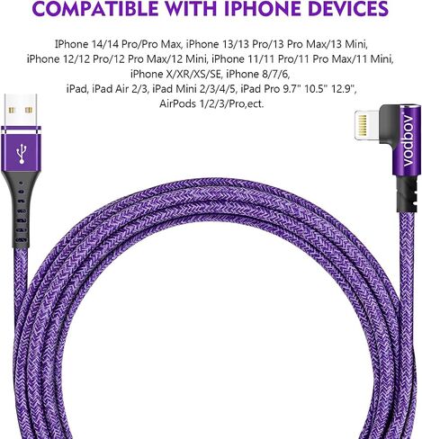 شاحن iPhone ، سلك الصواعق الكابل الأيمن 3 قدمًا 3ft 3ft 6ft نايلون مضفر USB شحن الأسلاك عالية السرعة متوافقة مع iPhone 14/13/12/11 PRO MAX/XS MAX/XR/XS/X/8 GREEN in Kuwait