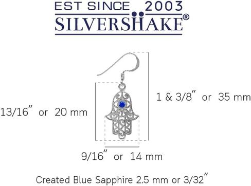 Silvershake 925 Sterling Silver Evil Eye On Hamsa Hand Dangle Hook Earrings Protective Symbol Jewelry for Women in Saudi Arabia