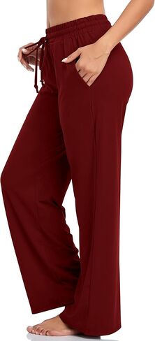 ADANIKI Sweatpants Women Yoga Pants with Pockets for Women Pajamas Work Pants Wide Leg Drawstring Pants for Women's Lounge in Kuwait