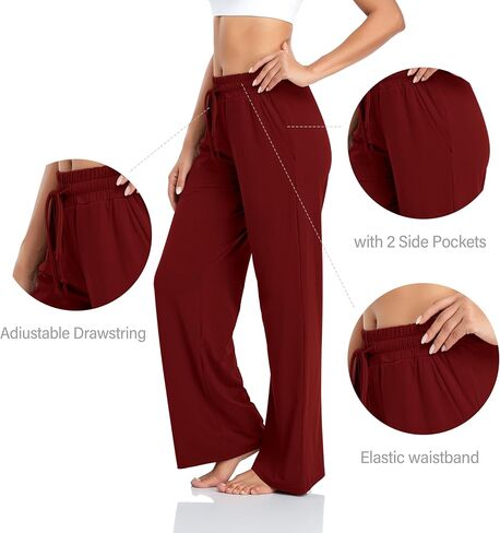 ADANIKI Sweatpants Women Yoga Pants with Pockets for Women Pajamas Work Pants Wide Leg Drawstring Pants for Women's Lounge in Kuwait