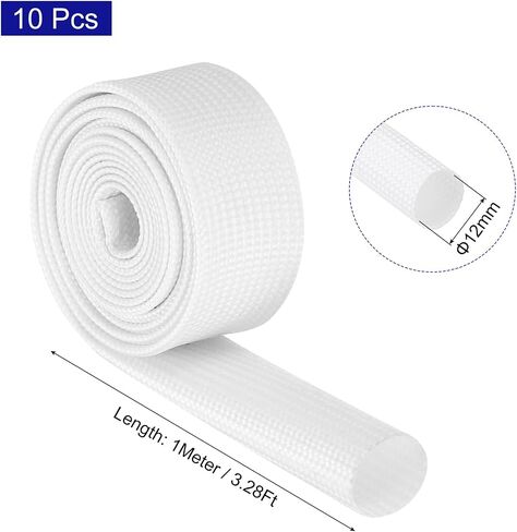 MECCANIXITY 10Pcs Insulation Braided Cable Sleeve,3.3Ft-1/4 Inch ID Black, High Temp Silicone Coated Fiberglass Sleeving for Cable Wrap, Automotive Hose Lines Electrical Wiring Protection in Kuwait