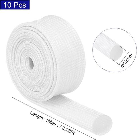 MECCANIXITY 10Pcs Insulation Braided Cable Sleeve,3.3Ft-1/4 Inch ID Black, High Temp Silicone Coated Fiberglass Sleeving for Cable Wrap, Automotive Hose Lines Electrical Wiring Protection in Kuwait