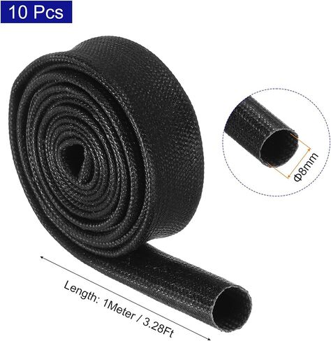 MECCANIXITY 10Pcs Insulation Braided Cable Sleeve,3.3Ft-1/4 Inch ID Black, High Temp Silicone Coated Fiberglass Sleeving for Cable Wrap, Automotive Hose Lines Electrical Wiring Protection in Kuwait