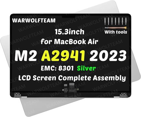 15.3inch Compatible with MacBook Air Mac14,15 A2941 2023 M2 MQKP3xx/A MQKQ3xx/A EMC 8301 Retina LCD 2880 x 1864 Screen Digitizer Replacement Complete Assembly(Space Gray) in Kuwait