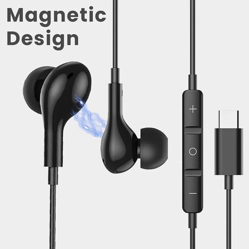 QJF-ME564 Wired in-ear Noise-Cancelling USB C headphones with Type C and Microphone, high-definition Stereo Earbuds, Suitable for Samsung S23 FE S22/S21/S20/A53/A54. Also Suitable for iPhone15 Pro Max in Kuwait