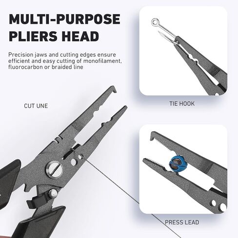 Golden J Teflon Fishing Pliers, Multi-Function Hook Remover-Long Nose Pliers, Braided Line Cutter Saltwater Resistant Fishing Gear, For Deep-Sea Fishing, Ice Fishing, Surf Fishing, Ideal for Anglers in Kuwait