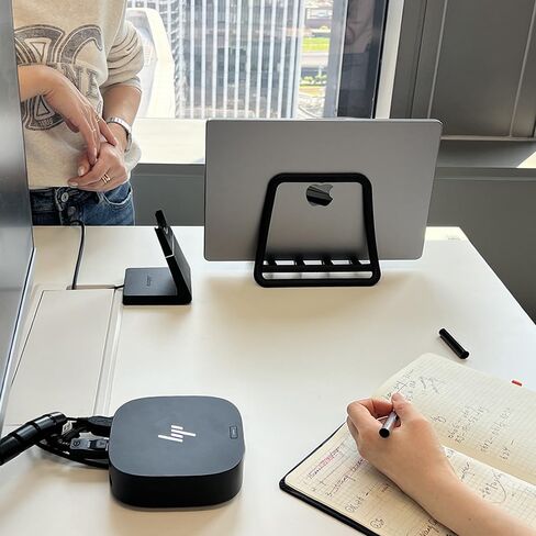 K11 Vertical Laptop Stand for Desk（1black，1white）,White Desktop Notebook Dock,Vertical Laptop Holder Space-Saving Organizer for All MacBook, Surface, Samsung, HP, Dell in Saudi Arabia